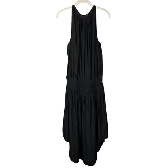 Ramy Brook Black Audrey Smocked Midi Dress Size Large - Picture 2 of 14